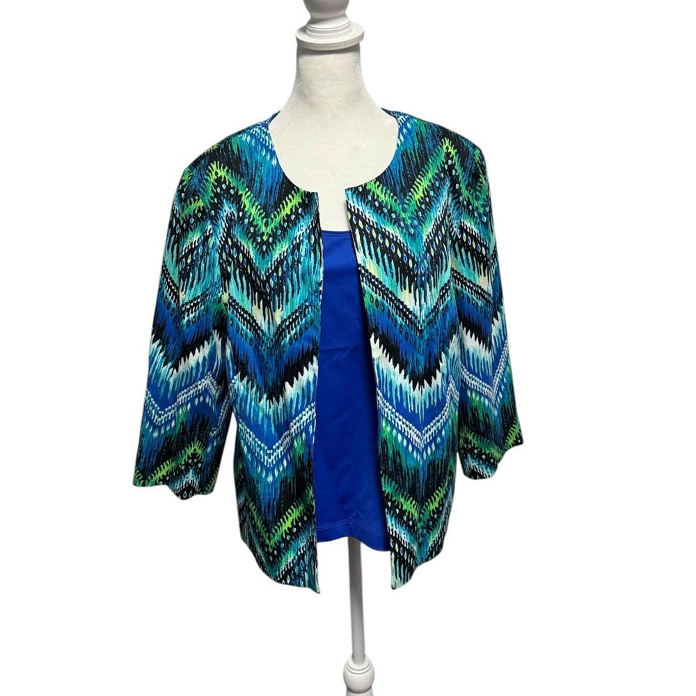 Chico’s Vibrant Multicolor Chevron Jacket. Size 2 (Large). EUC